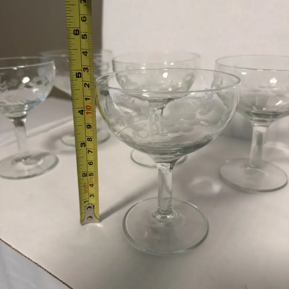 Vintage Princess House - Set of 7- Heritage Stemware Champagne Glasses